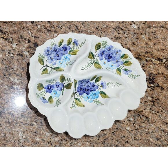Floral Divided Tray with Deviled Egg Made in Italy - Picture 9 of 13
